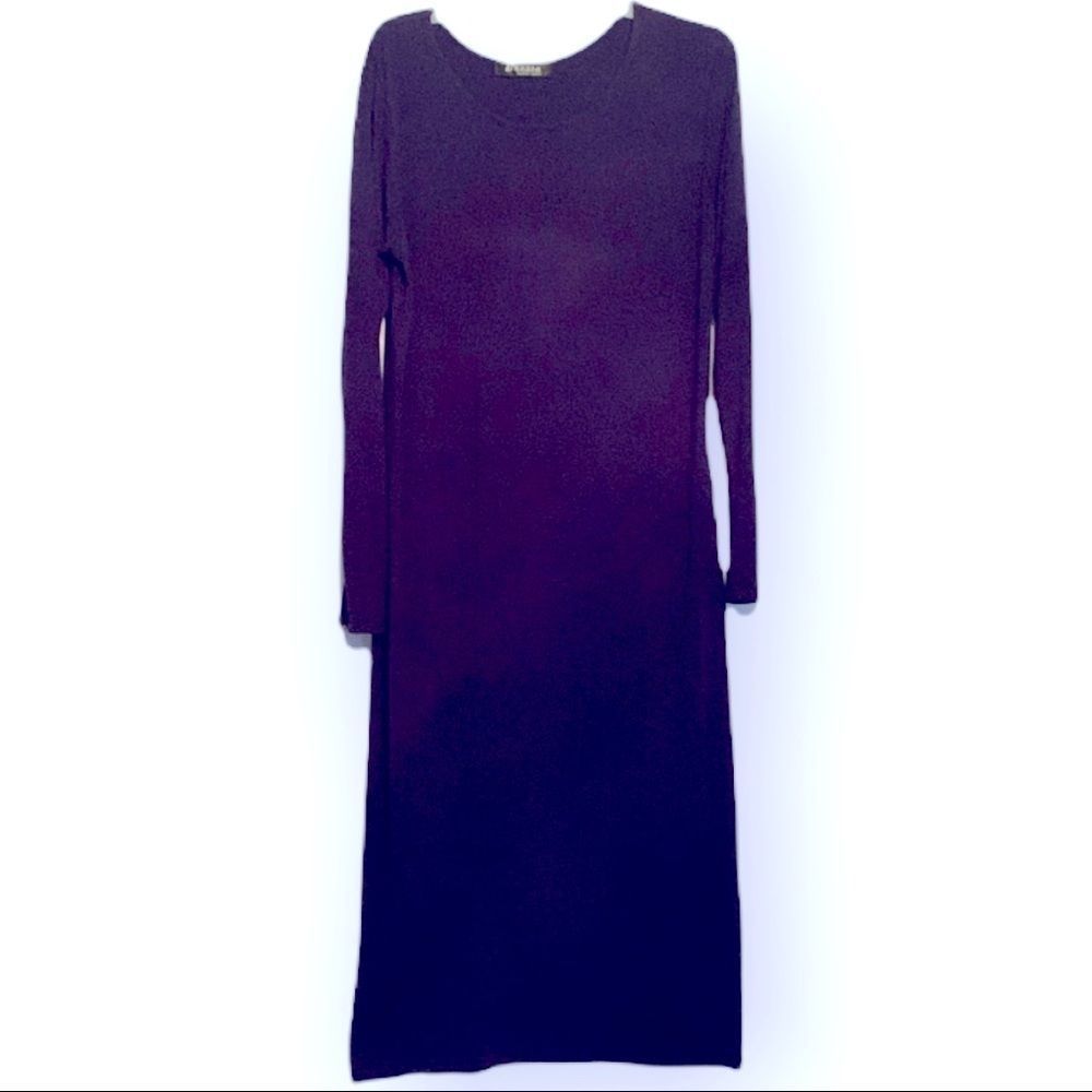 Brezza Navy Blue Jersey Long Sleeved Maxi Dress M (K-003)